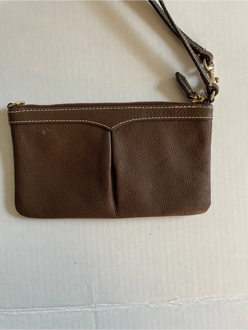 Dooney & Bourke Brown Leather Wristlet Pouch